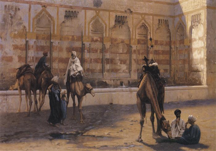 Jean - Leon Gerome Camels at the Watering Place. oil painting image